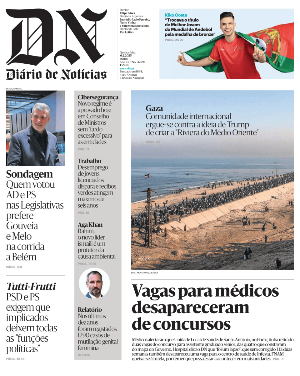 Prima-pagina-Diario de Noticias-edizione-di-oggi-20250206